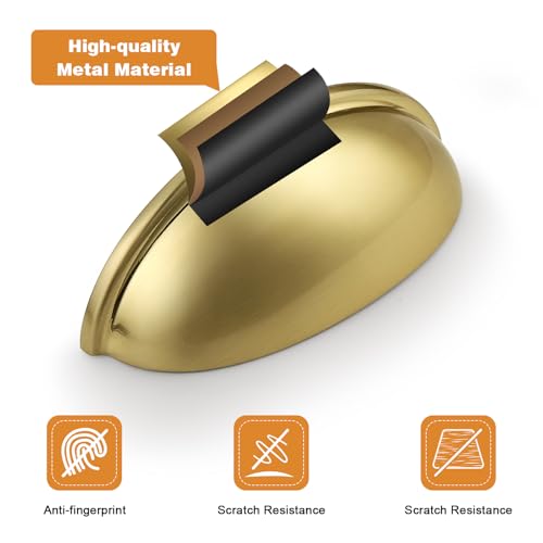 Probrico (10 Pack Champagne Bronze Cabinet Pulls 3 Inch(76mm) Hole Center Kitchen Cabinet Handles, Bin Cup Drawer Pulls Shell Style Kitchen Cabinet Knobs, Cabinet Dresser Closet Hardware - color: Champagne Bronze
