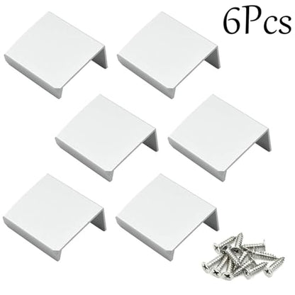 1.38 Inch Finger Pull 6Pcs, 0.63 Inch Hole Centers, Aluminum Alloy, Silver - color: Silver, size: 35mm/1.38", style: Straight Edge