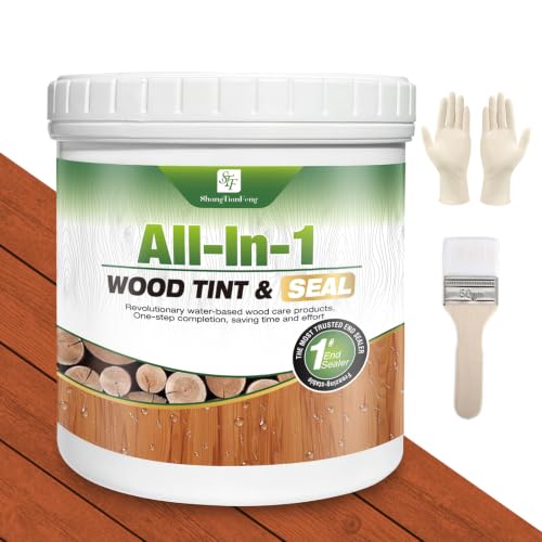 Red Seal Stain & Sealer & Preservative for Wood 16oz, Non-Toxic, Eco-Friendly,Enhances Natural Grain, Flexible Crack-Resistant Coating for Indoor/Outdoor Use | Ideal for Terrace, Fence - color: Red Wood, size: 16oz/0.65KG