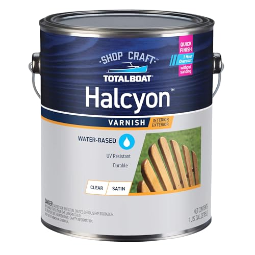 TotalBoat Halcyon Water-Based Marine Varnish for Wood - Clear Satin Gallon - color: Clear Satin, size: Gallon