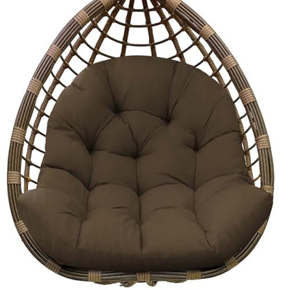 Egg Chair Cushion Replacement, Waterproof Outdoor Hanging Egg Swing Chair Cushions Pads, U-Shaped Thickened Cushions for Hanging Eggs Chair with Ties, 47x33x7 Inches (Brown) - color: Brown