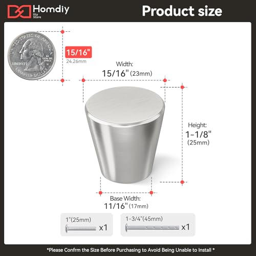 homdiy 15 Pack Brushed Nickel Cabinet Knobs Dresser Knobs - color: Brushed Nickel