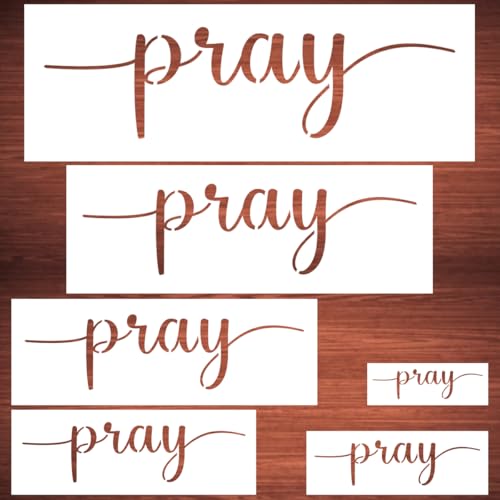 Large Pray Stencils for Painting - 6 Pack Pray Stencil Templates for Painting on Wood, Reusable Letter Stencils for Chalkboard Wood Crafts Signs & Home Front Door Mat Decorations - style: Pray