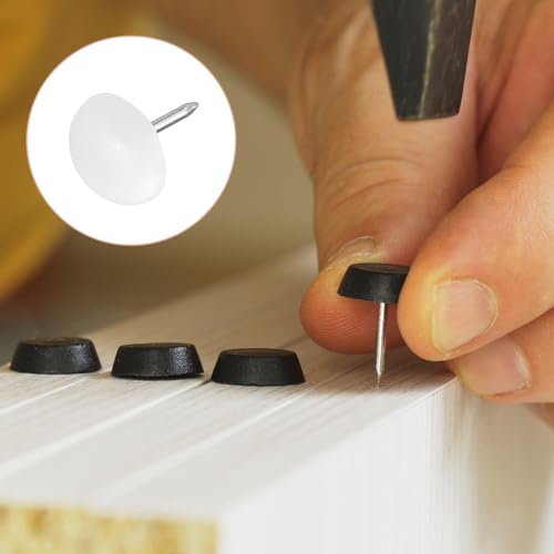 METALLIXITY Furniture Feet Nail (14mm/0.55in) 20Pcs, Plastic Half-Circles Chair Glides Sliders - for Chairs Sofa Furniture Sliders Protector Pad, White - size: 14mm/0.55in