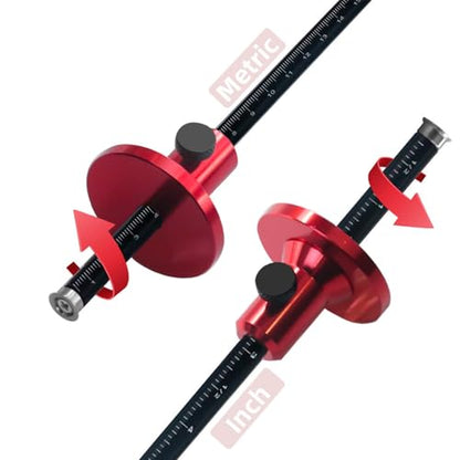 Fafeicy Wheel Marking Gauge, European Aluminum Alloy Scriber Woodworking Mortise Parallel Scribing Tool with Knurled Knob, Metric and Inch Scales