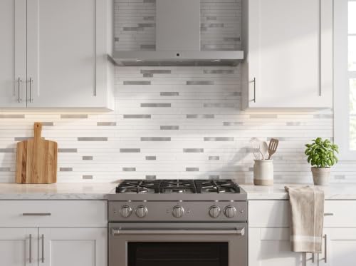 Yipscazo Peel and Stick Stone Metal Backsplash, Stick on Tiles for Backsplash Kitchen (5 Pack, Pure White) - color: Pure White