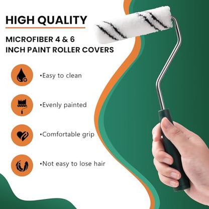 40 Pack 4 Inch and 6 Inch Microfiber Paint Roller Covers - size: 4 Inch & 6 inch, 42 Pack