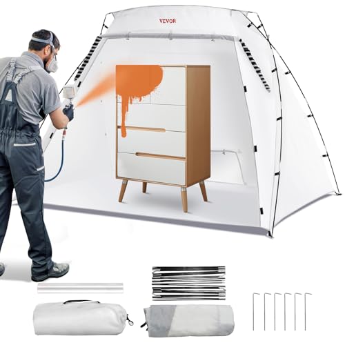 VEVOR Portable Paint Booth, Larger Spray Paint Tent with Built-in Floor & Mesh Screen & Windproof Hooks, Painting Tent Station for Furniture DIY Hobby Tool, 7.5x5.2x5.2ft Spray Paint Shelter - size: L90*W62*H62inch
