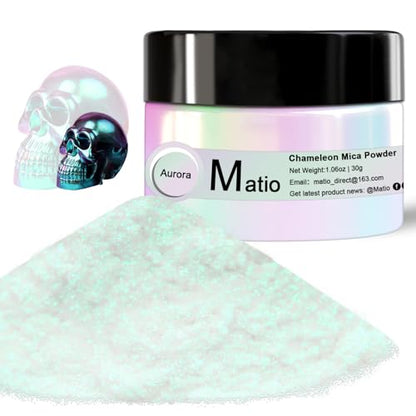 Matio Chameleon Mica Powder, 1.06oz/ 30g Aurora White Chrome Powder - color: W-Aurora