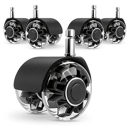 Omyoffice 2" Office Chair Wheels Set of 5, Black Heavy Duty Chair Caster - color: Black