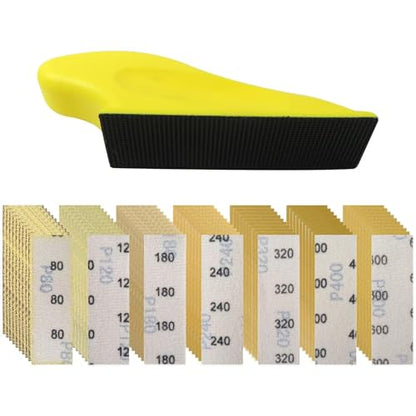New Micro Detail Sander Kit, 80/120/ 180/240/ 320/400/ 600 Grit Sand Paper Assortment Wet Dry Hook & Loop Sandpaper for Painting Prep, Arts, Zips, Glass and Crafts