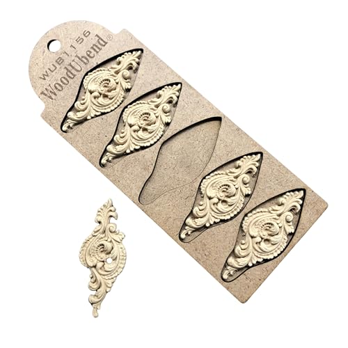 WoodUbend WUB1156 Lock Appliques - Heat Bendable & Flexible Wood Onlays 7x3cm - DIY Craft, Furniture & Home Decor - Easy to Apply & Paint - Versatile, Reusable & Decorative Decals (5 Pack) - size: WUB1156