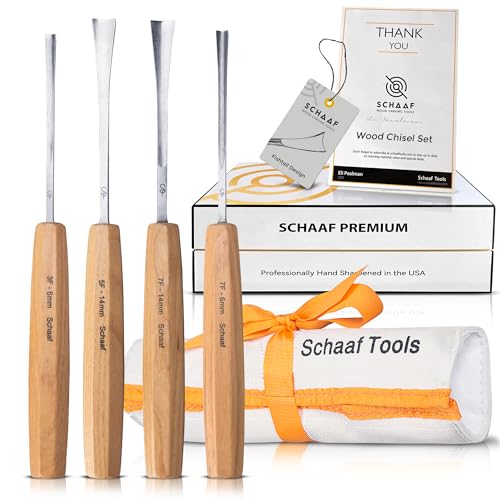 Schaaf Wood Carving Tools 4-pc Wood Chisel Set, Fishtail Gouges, Sharpened - color: Professionally Sharpened 4 Piece Fishtail Set