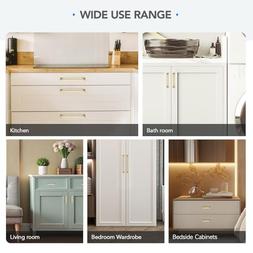 HOME EDIT Brushed Gold Cabinet Handles Zinc Pulls 3 Inch 10 Pack - color: Brushed Gold, size: 3 inches Hole Center