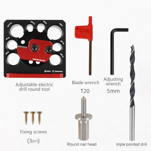 8 Pcs Dowel Maker Jig Kit, Imperial 5/16-3/4 inch Carbide Inserts Dowel Maker, 8 Holes Adjustable Dowel Cutter Plate, Aluminum Alloy Electric Drill Milling Dowel Round Rod Auxiliary Tool (8 Pcs)