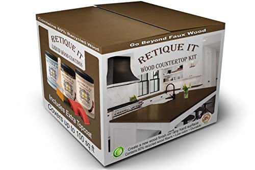 Retique It Liquid Wood Countertop Kit with Wood Gel Stain - Genuine Wood Finished countertops (42 oz (All Countertops), 15 Red Mahogany) - color: 15 Red Mahogany, size: 42 oz (All Countertops)