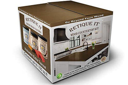 Retique It Liquid Wood Countertop Kit with Wood Gel Stain - Genuine Wood Finished countertops (42 oz (All Countertops), 15 Red Mahogany) - color: 15 Red Mahogany, size: 42 oz (All Countertops)