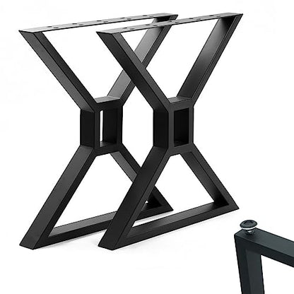 KaKaBB Metal Desk Legs 28 inch, Heavy Duty Industrial Table Legs with Adjustable Protector Feet, DIY Modern Cast Iron Furniture Legs Set of 2 (28", Black) - size: 28inches