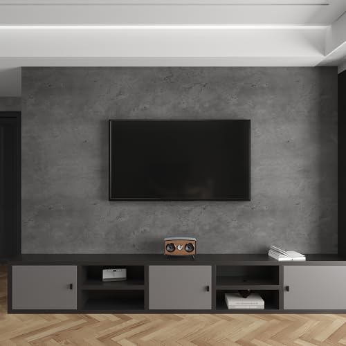 3yecao 16"×1181" 3D Extra Thick Large Size Darker Grey Black Concrete Wallpaper Peel Stick Waterproof Dark Gray Concrete Cement Contact Paper Adhesive Textured Sticker for Bedroom Bathroom Gym Walls - color: Dark Gray, size: 16" x 1181"