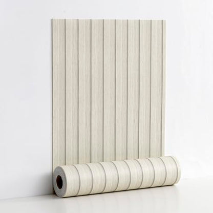 Haimin Wood Grain Slat Wall Panels Peel and Stick Faux Wood Thick Wallpaper - color: Beige