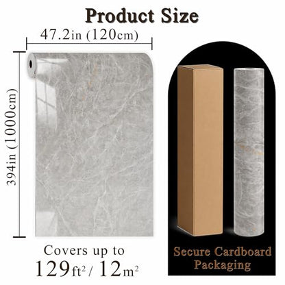 Grey Mist Marble Peel and Stick Wallpaper, 47.2 x 394 in - color: Grey Mist Marble, size: 47.2" x 394"