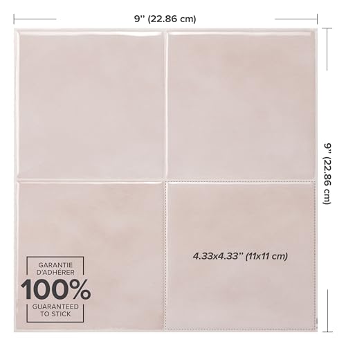 Smart Tiles Peel and Stick backsplash, Zellige Pink, 9"x9" - color: Pink