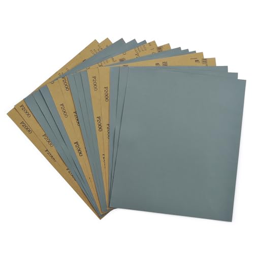 2000 Grit Sandpaper 15PCS, Wet Dry Sandpaper Sheets 9 x 11 Inch, Silicon Carbide Abrasive Sanding Sheets, Sand Paper for Wood Furniture Finishing, Metal Sanding, Automotive Polishing - style: 2000 Grit