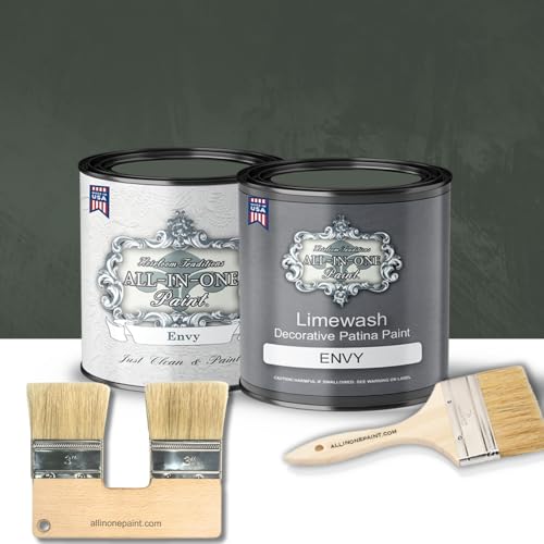 ALL-IN-ONE Paint Limewash Quart Kit - Envy - color: Envy, size: 64 Fl Oz (Pack of 1)