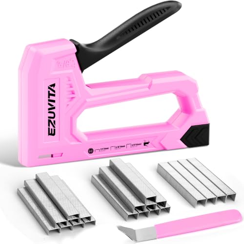 Light Duty Staple Gun for Wood, Pink Upholstery Staple Gun Kit - color: Pink
