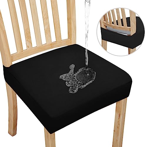 Easy-Going Waterproof Seat Covers for Dining Chairs Set of 2, Black - color: Black, size: 2 Pack
