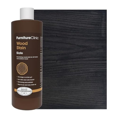 Furniture Clinic Wood Stain, Water-Based & Fast Drying, Slate - color: Slate, size: 500ml / 17 Fl Oz
