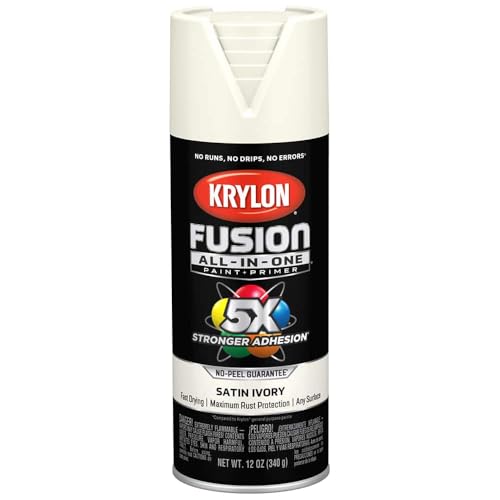 6-Pack of 12 oz Krylon K02739007 Ivory Fusion All-In-One Paint & Primer Spray Paint, Satin