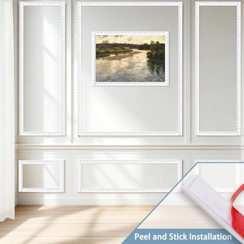 197" x 0.39" Peel & Stick Beaded Decorative Molding Trim, Flexible 3D Half-Round Dot Edge Strip for Home Decoration, Bathroom Mirror Frame, Cabinet, Backsplash Tile (Unfinished White) - size: 197" x 0.39"