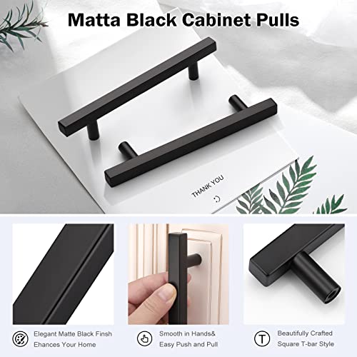 KNOBWELL 25 Pack 5 inch Kitchen Cabinet Handles Matte Black Cabinet Pulls Square Drawer Pulls Cabinet Hardware for Cupboard Handles Drawer Handles - color: Black, size: 5 inch(128mm)
