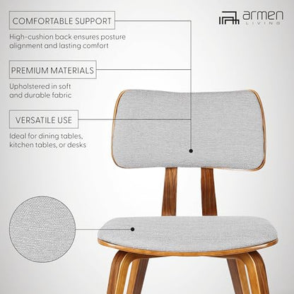 Armen Living Jaguar Mid-Century Dining Chair in Walnut Wood and Gray Fabric - Set of 6 - color: Gray/Walnut, size: Set of 6