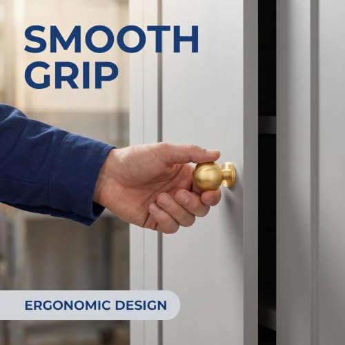 RZDEAL 1 Inch Gold Ball Cabinet Knobs Solid Brass Kitchen Cabinet Hardware Brushed Brass Dresser Drawer Pulls Knobs,4 Pack - size: 1 Inch