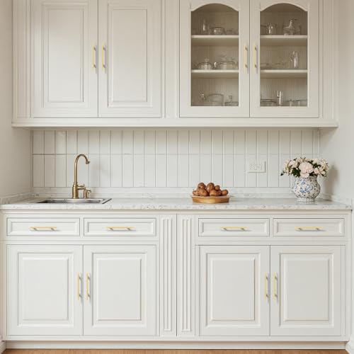 Probrico Brushed Brass Cabinet Pulls & Handles 6.3" CC Square 5 Pack - color: Brushed Brass, size: Hole Center: 160mm(6.3inch)