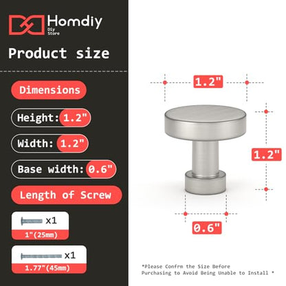 homdiy 30 Pack Brushed Nickel Cabinet Knobs, Round Dresser Knobs - color: Brushed Nickel
