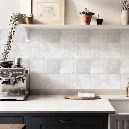 10 Sheets Thicker Design Peel and Stick Backsplash, 3D Self Adhesive Peel and Stick Wall Tile Backsplash for Kitchen, Bathroom, 12 * 12,Grayish White - color: Grayish White