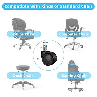 Omyoffice Replacement Office Chair Wheels 2", 1000LBS, Set of 5 - color: Black