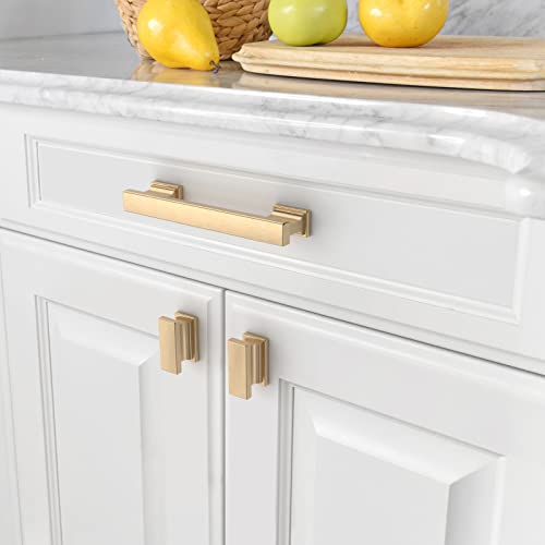 Asidrama 6 Pack 3.75 inch Brushed Brass Kitchen Cabinet Handles - color: Brushed Brass, size: 3.75" Hole Center, style: 6 Pack