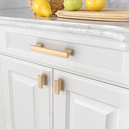 Asidrama 6 Pack 3.75 inch Brushed Brass Kitchen Cabinet Handles - color: Brushed Brass, size: 3.75" Hole Center, style: 6 Pack