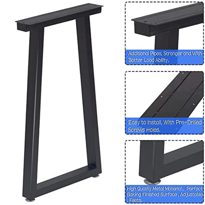 Taelakeni 28 Inch Metal Table Desk Legs, Heavy Duty Industrial Style Dinning Table Leg with Adjustment Feet Pads, Trapezoid - color: Trapezoid, size: 28 IN