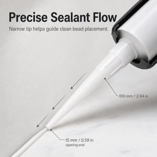 QWORK 30 Pcs Caulk Nozzle Tips Replacement – Plastic Caulking Gun Extender for Windows, Doors & Floor Tiles – Threaded Sealant Applicator Spout for Sausage Caulk Guns, White