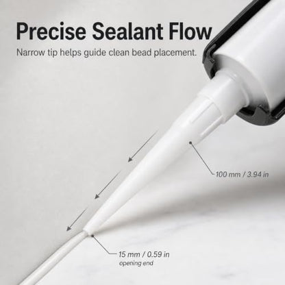 QWORK 30 Pcs Caulk Nozzle Tips Replacement – Plastic Caulking Gun Extender for Windows, Doors & Floor Tiles – Threaded Sealant Applicator Spout for Sausage Caulk Guns, White