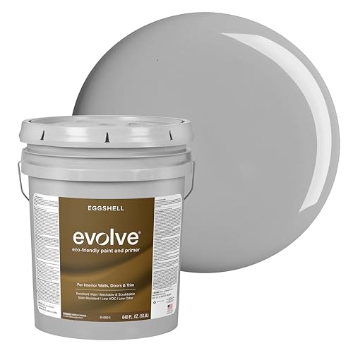 EVOLVE Paint & Primer: Environment-friendly, Low Sheen with One-coat Coverage for Interior & Exterior surfaces (Graphite Gray, 5-Gallon) - color: Graphite Gray, size: 640 Fl Oz (Pack of 1)