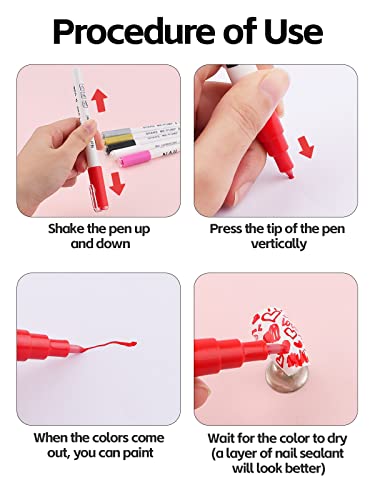 Kalolary Nail Art Pens Set 6 Color 3D Nail Art Makers - color: 6 Color