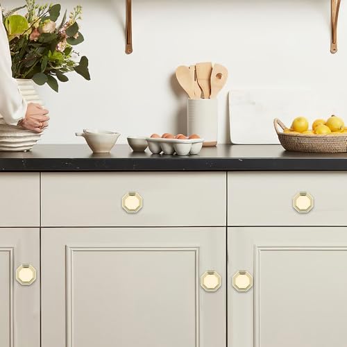 khtumeware 10 Pack 1-1/4 Inch Polished Brass Cabinet Knobs Polished Gold Cabinet Handle Heavy Duty Solid Cabinet Hardware for Cupboard Drawer Pulls Dresser Handle - color: Polished Brass, size: Diameter：1-1/4-knobs