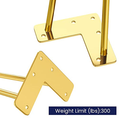 SMARTSTANDARD 6 Inch Hairpin Furniture Legs, Gold Set of 4PCS - color: Gold, size: 6 Inch