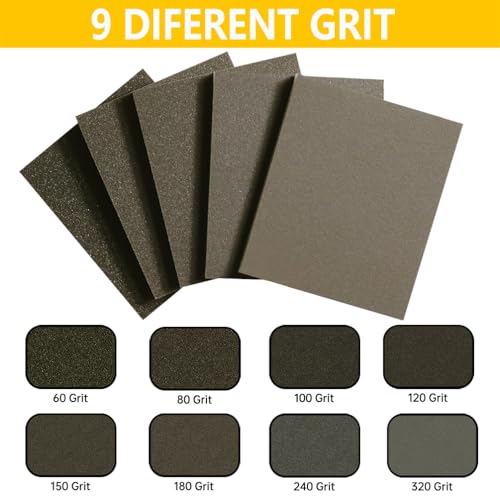 16PCS 60 Grits Sanding Sponge Coarse Sanding Block, Washable and Reusable Wet Dry Sandpaper Sponge， Sander Sponges for Wood Drywall Metal Wood - color: Brown, size: 60 Grits-16PCS